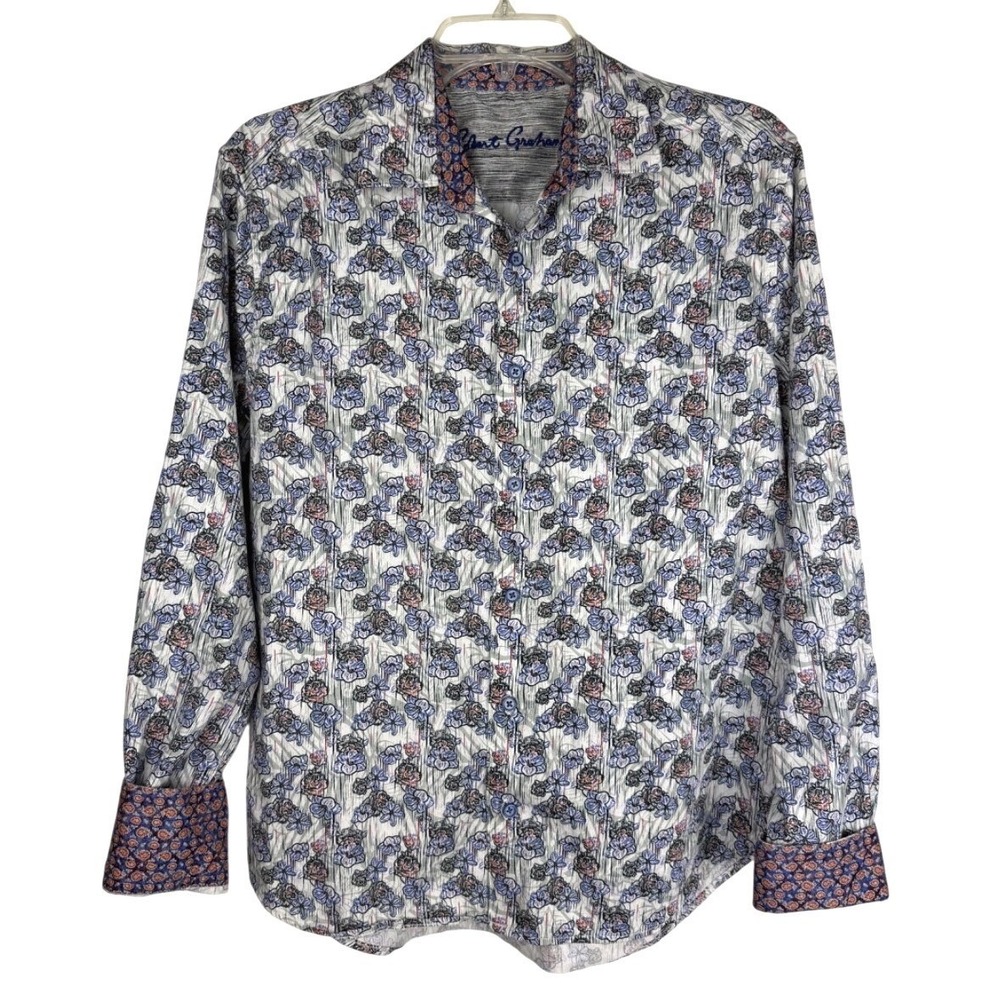 Robert Graham Button-Up Shirt‎ Mens Kylo Paisley Floral Flip Cuff M